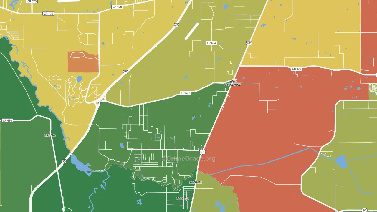 Rerdell, FL Map of Theft Rates