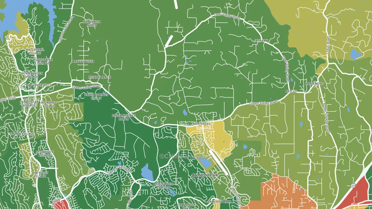 Rescue, CA Map of Theft Rates