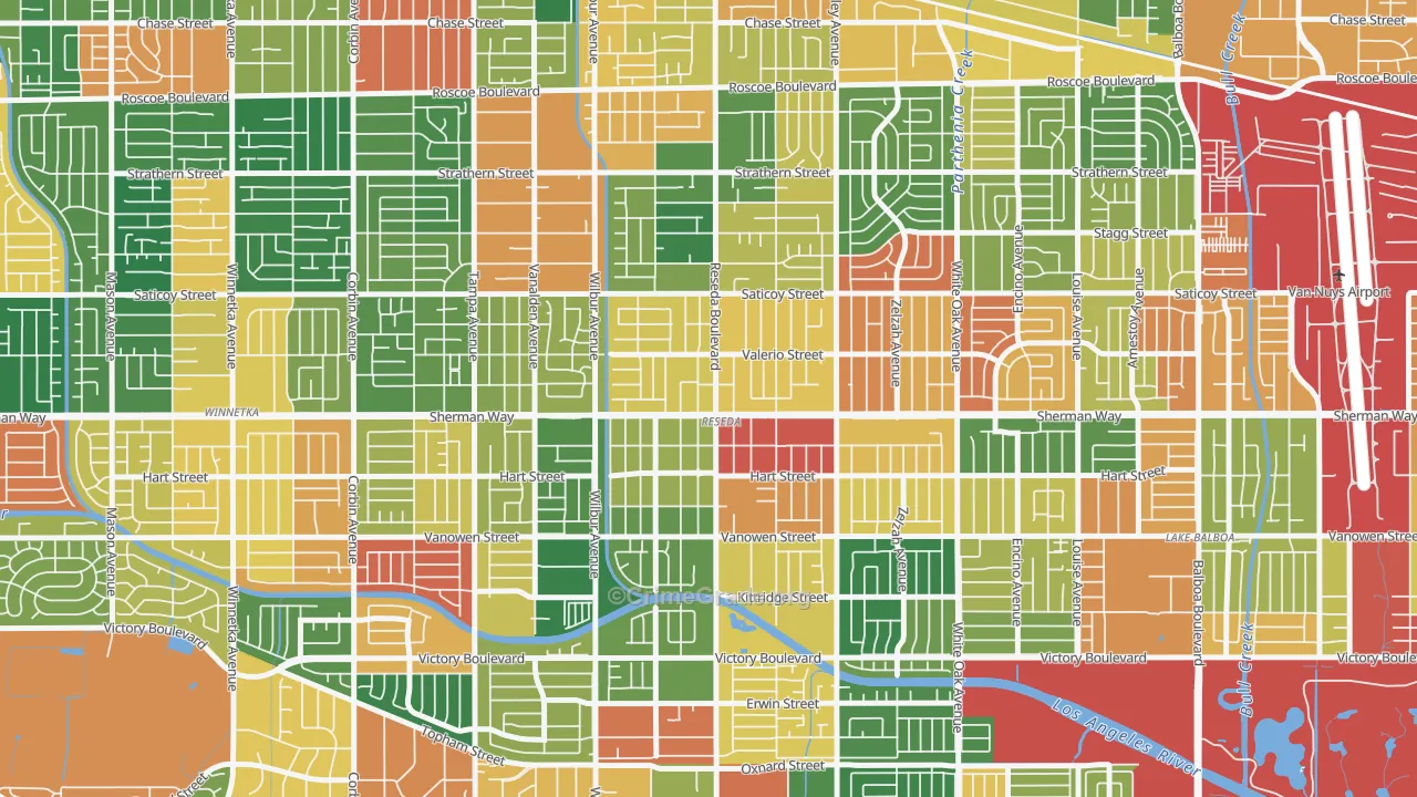 Reseda, CA Map of Theft Rates