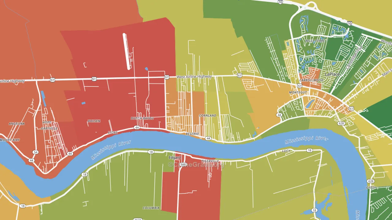 Reserve, LA Map of Theft Rates