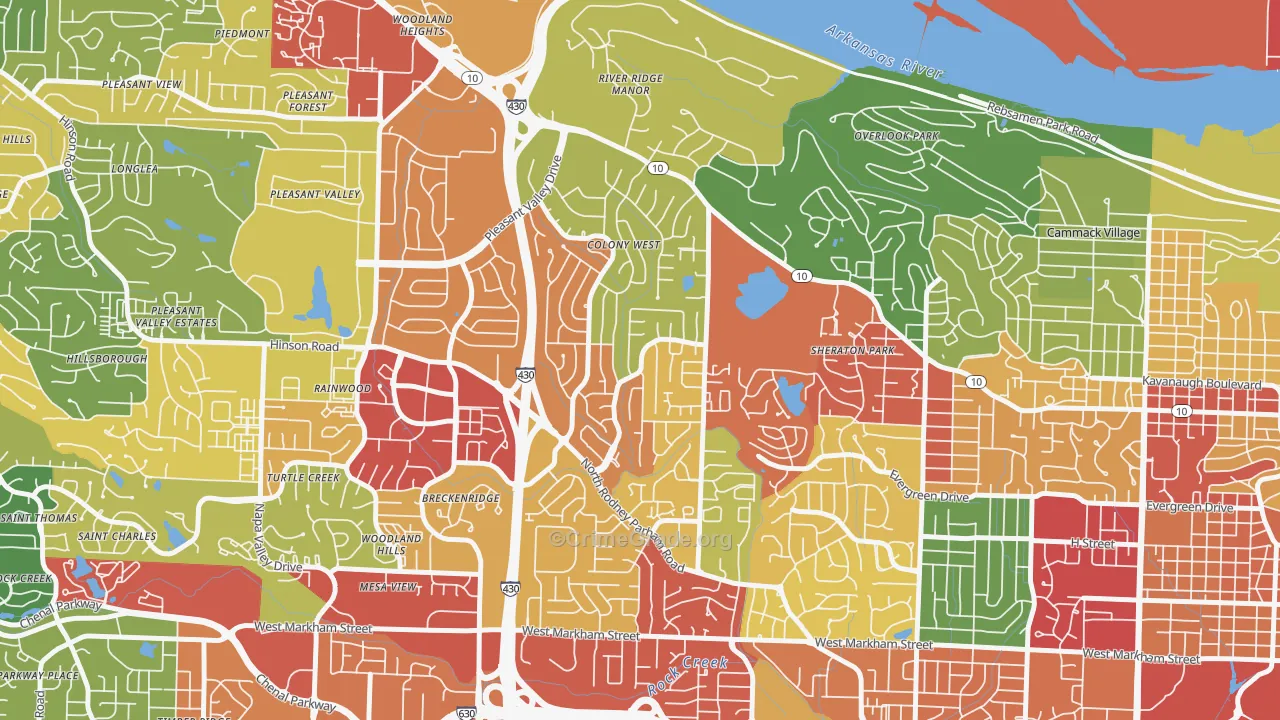 Reservoir, Little Rock, AR Map of Theft Rates