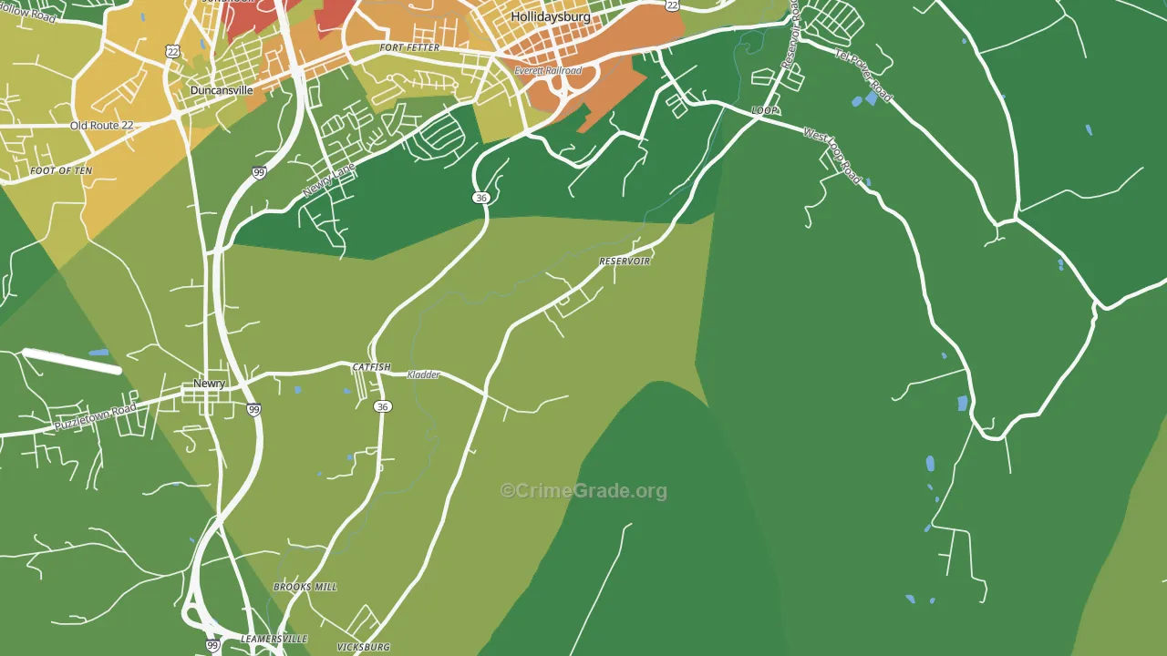 Reservoir, PA Map of Theft Rates
