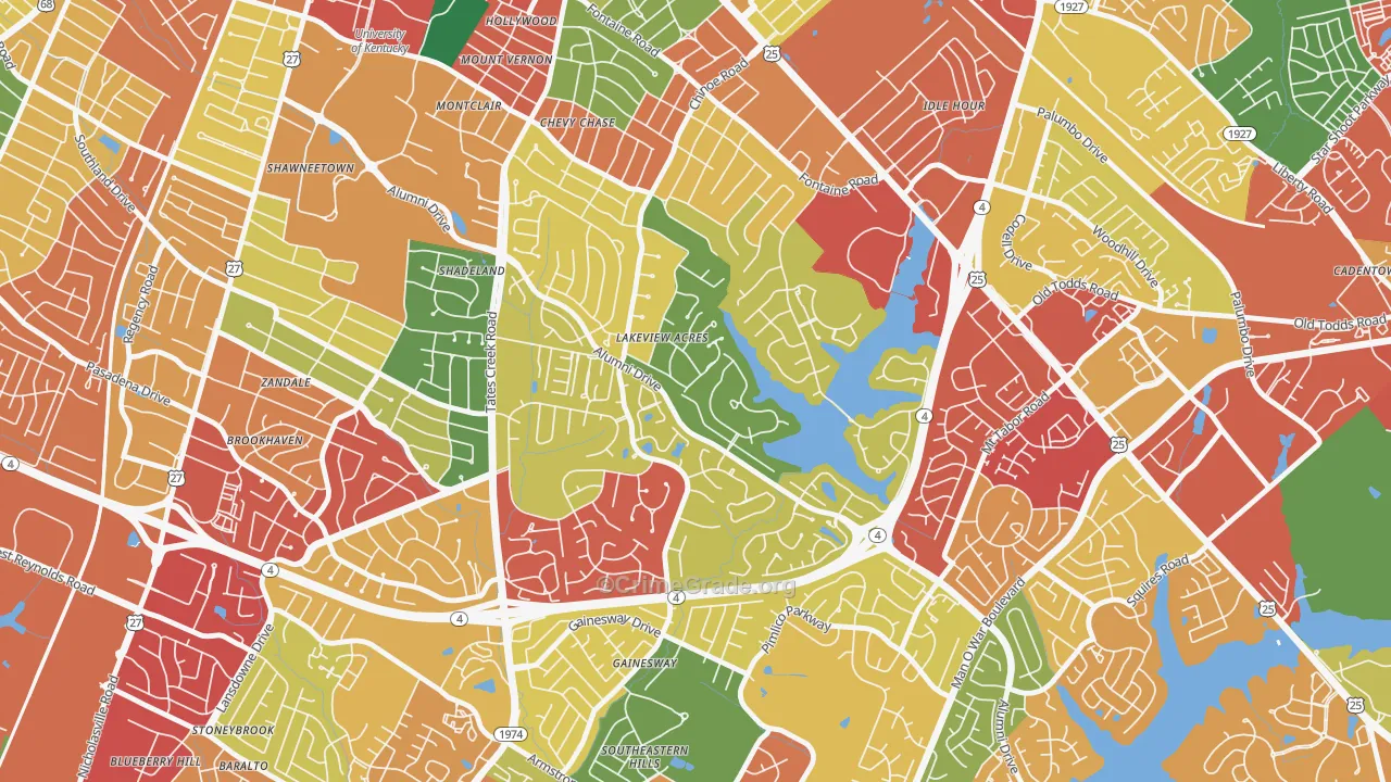 Reservorir, Lexington, KY Map of Theft Rates
