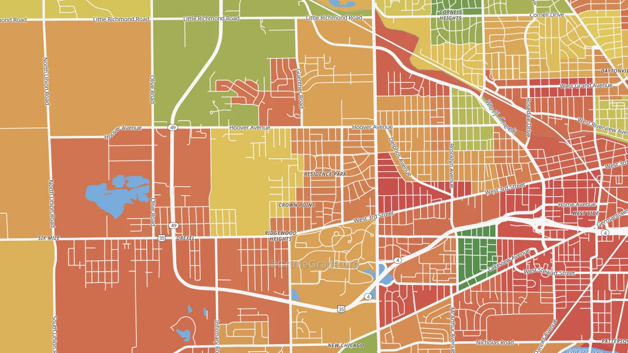 Residence Park, Dayton, OH Map of Theft Rates
