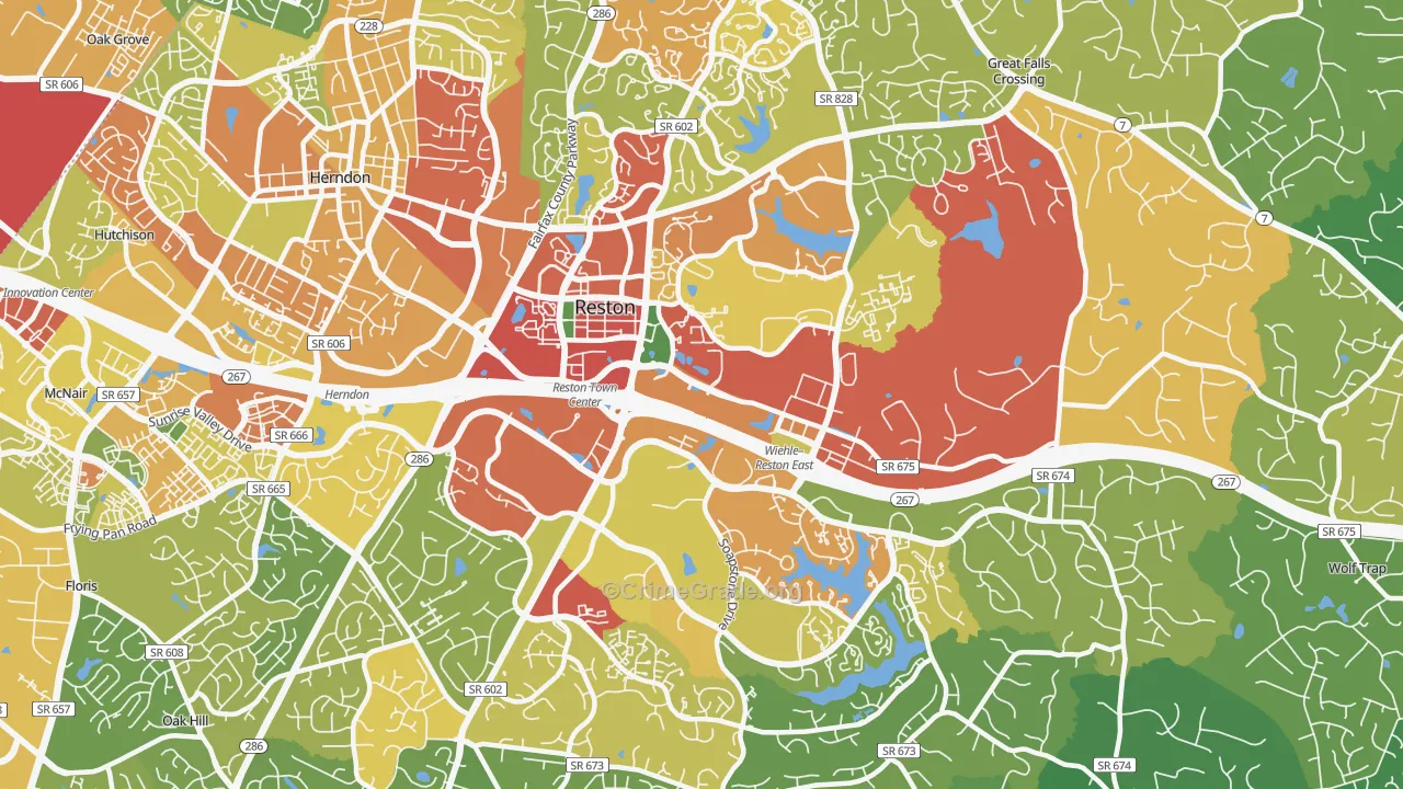 Reston, VA Map of Theft Rates