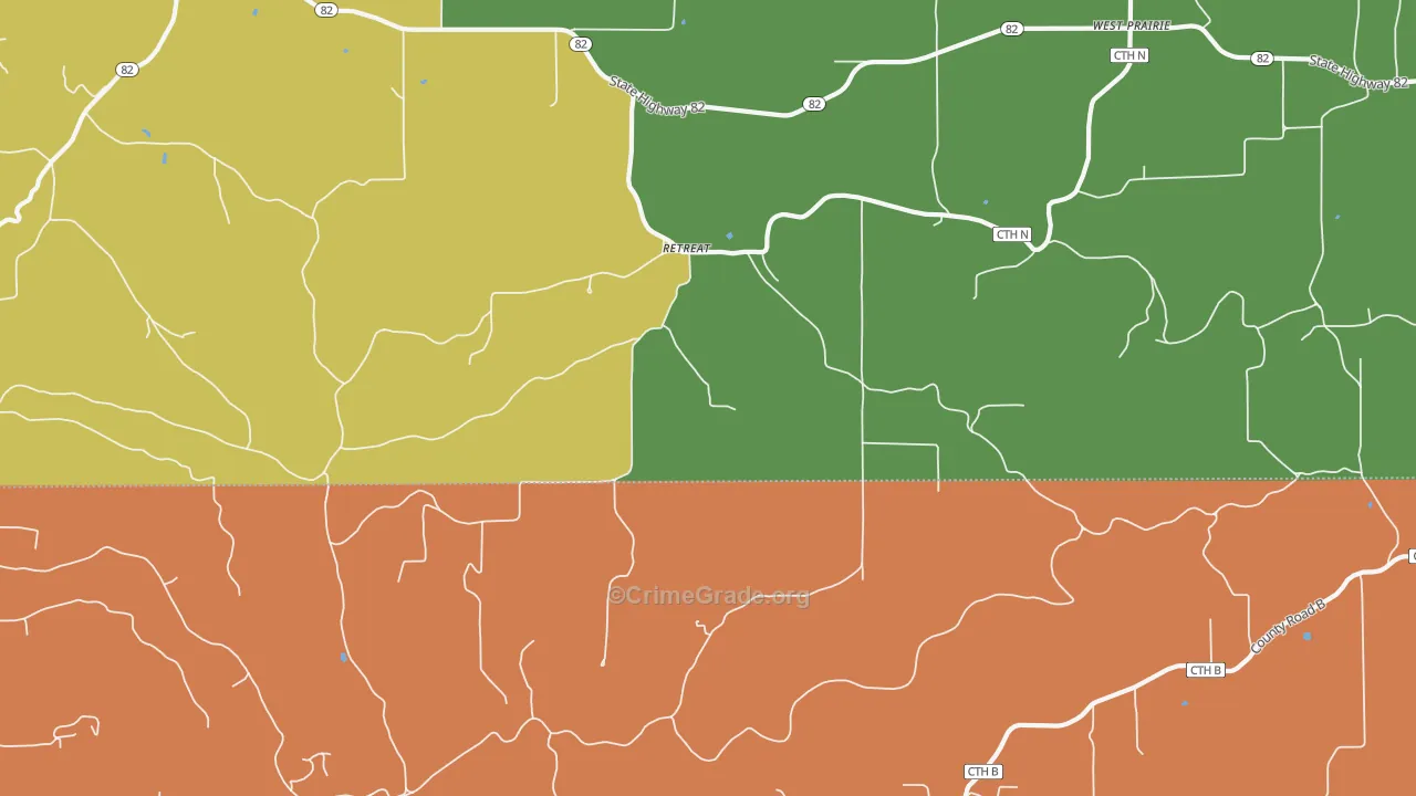 Retreat, WI Map of Theft Rates