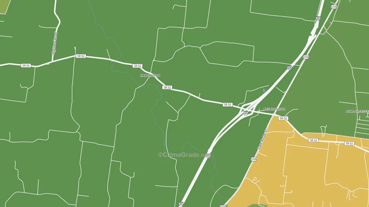 Reubensville, TN Map of Theft Rates