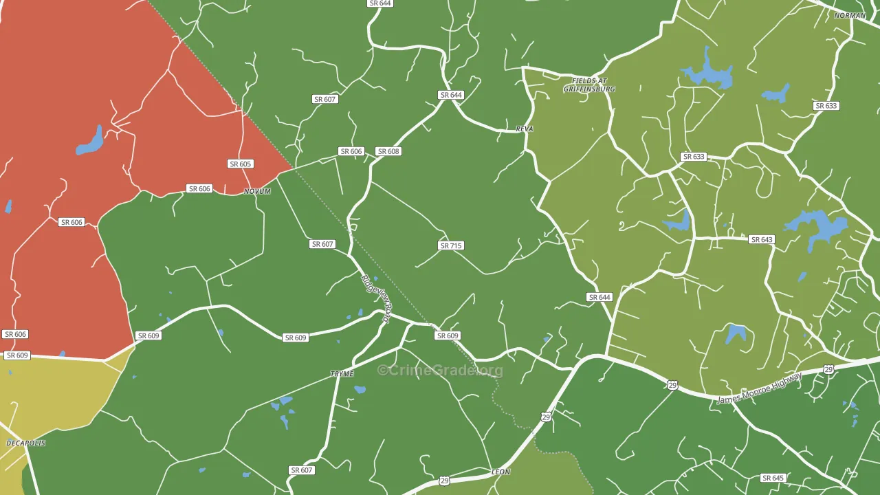 Reva, VA Map of Theft Rates