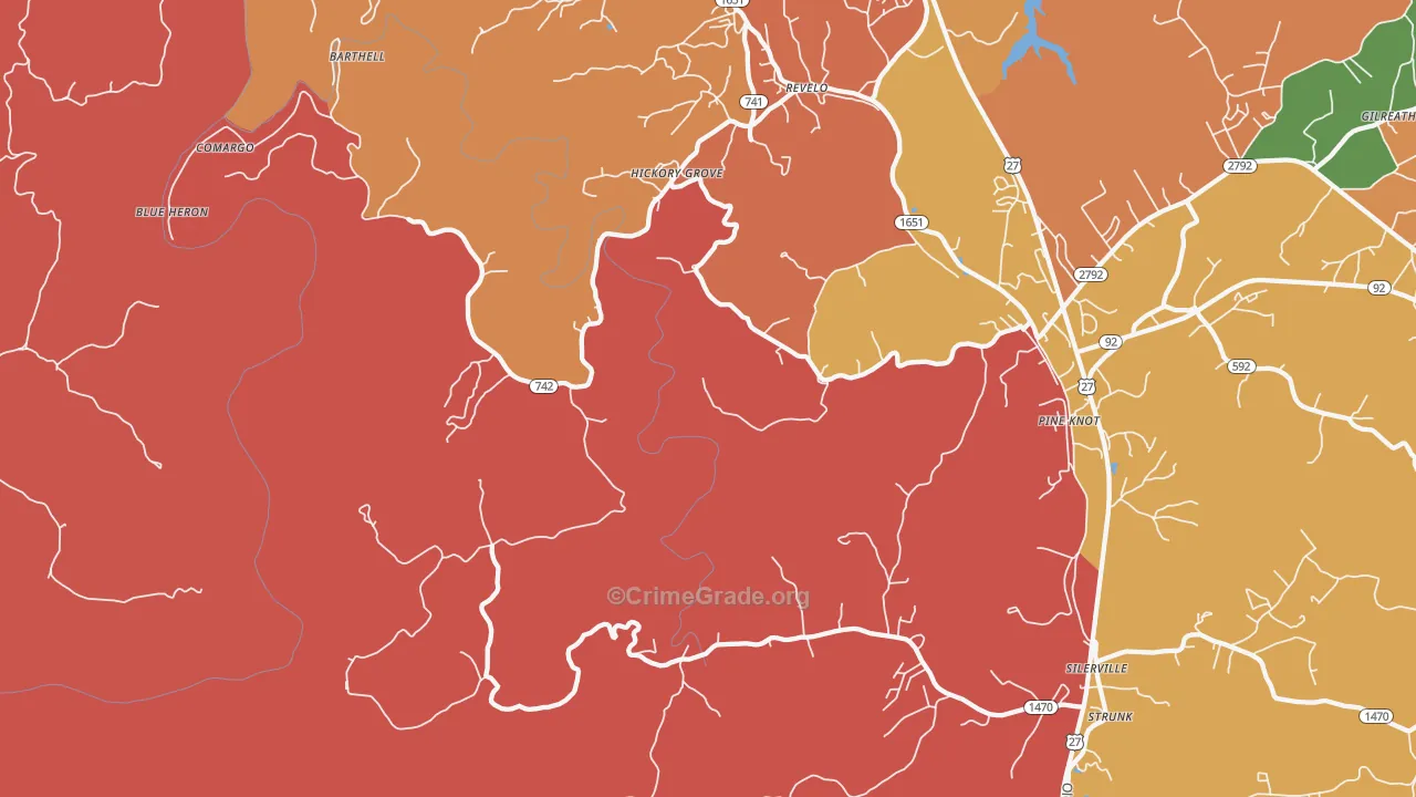 Revelo, KY Map of Theft Rates