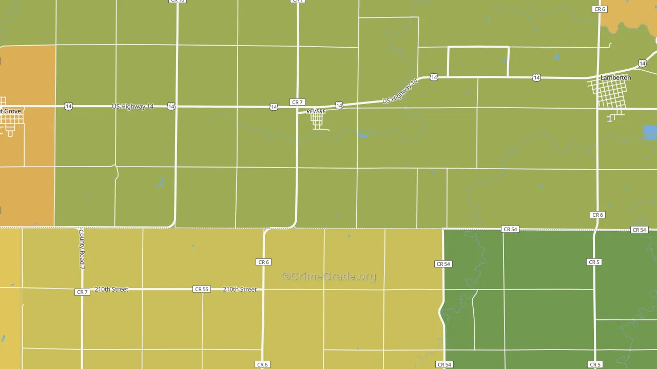 Revere, MN Map of Theft Rates