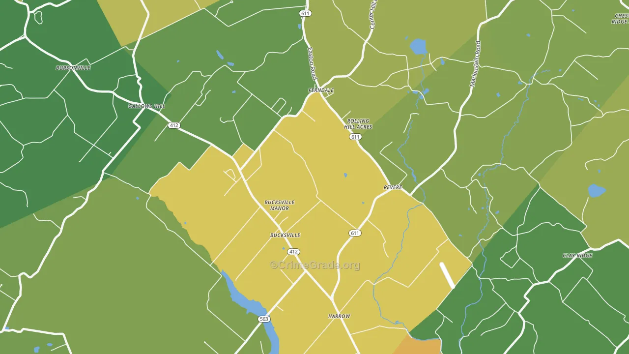 Revere, PA Map of Theft Rates