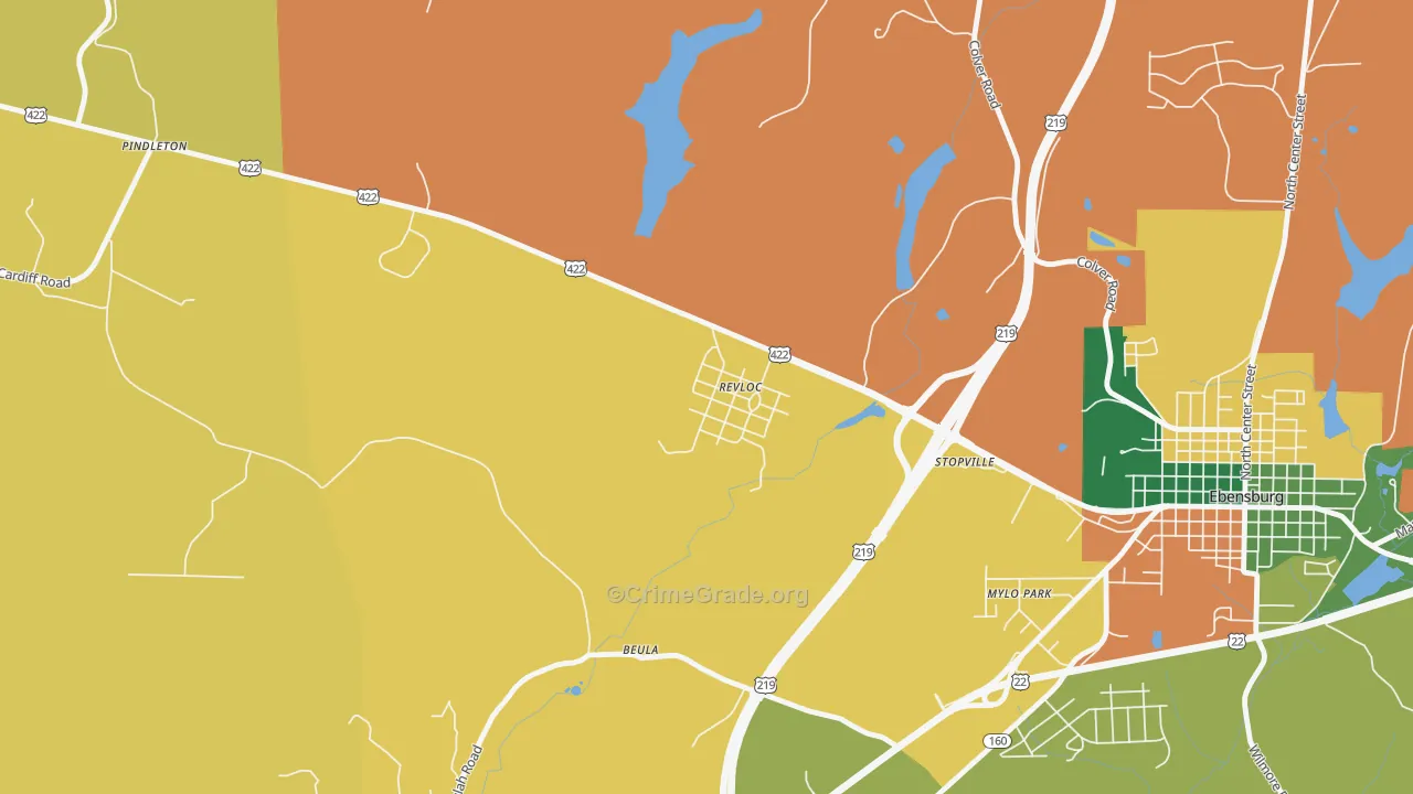 Revloc, PA Map of Theft Rates