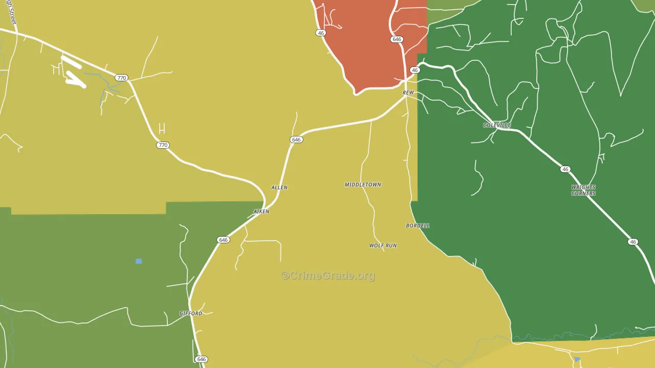 Rew, PA Map of Theft Rates