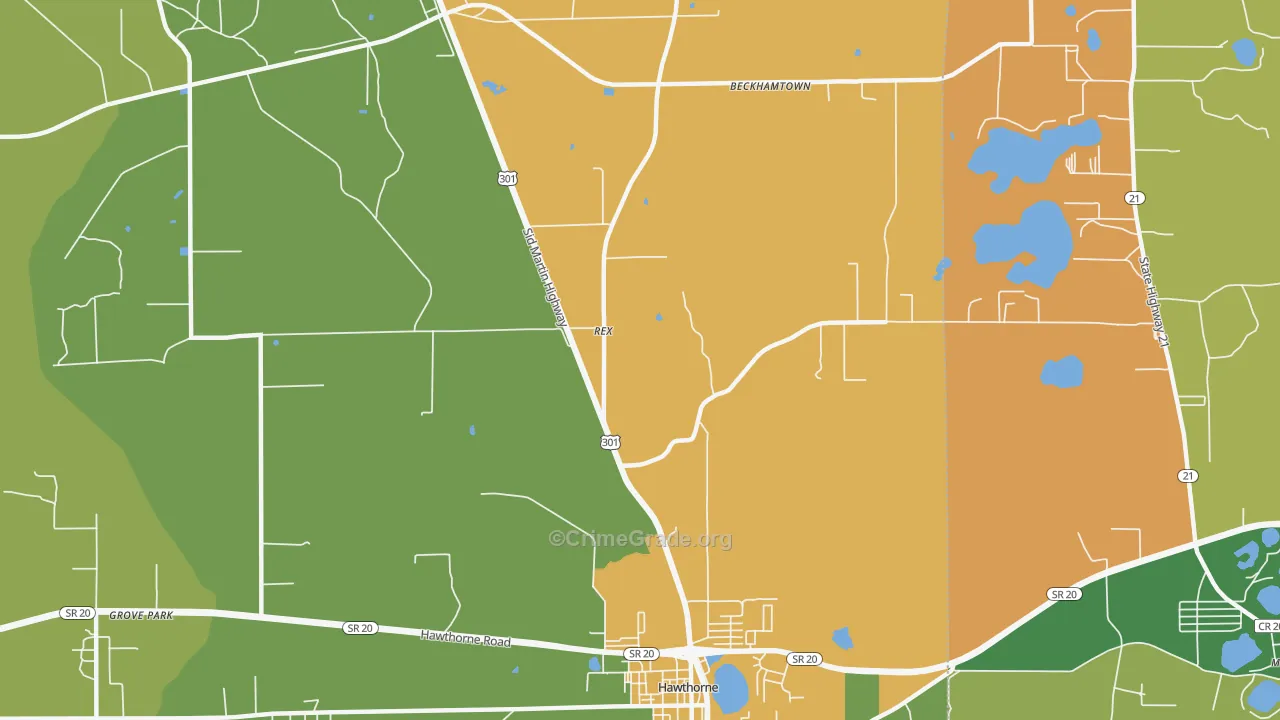 Rex, FL Map of Theft Rates