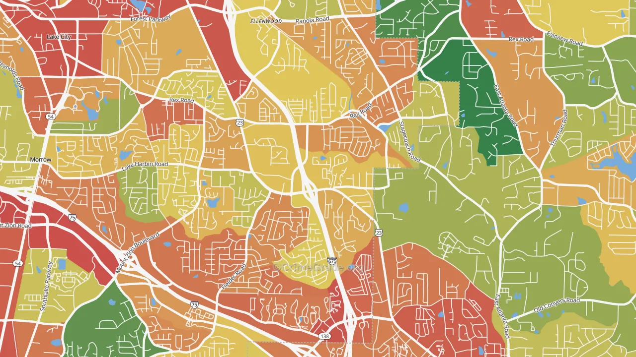 Rex, GA Map of Theft Rates
