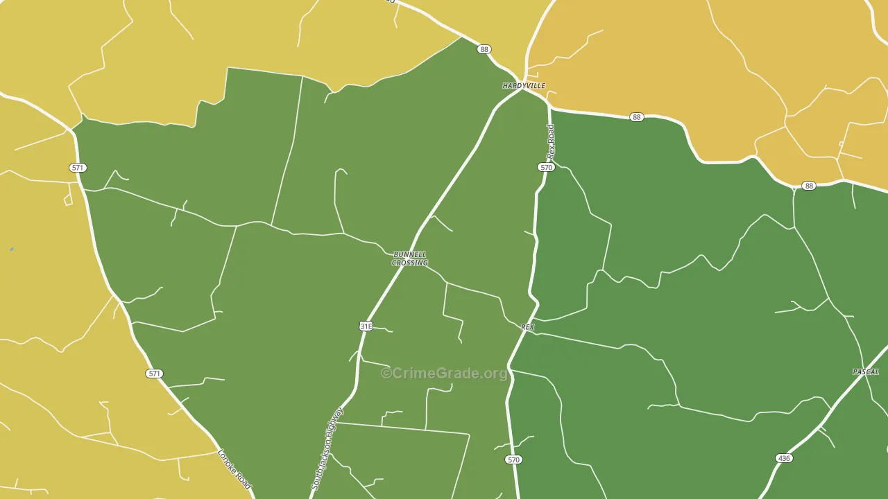 Rex, KY Map of Theft Rates