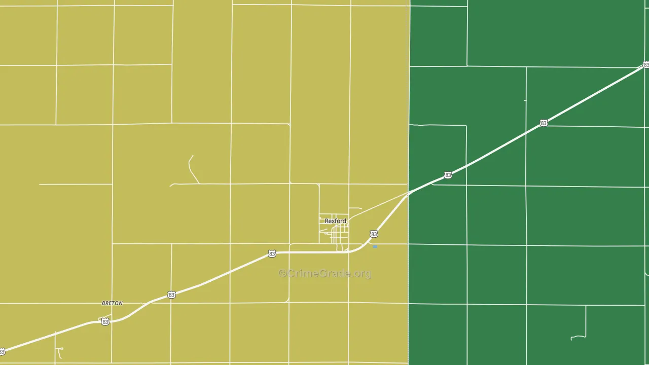 Rexford, KS Map of Theft Rates
