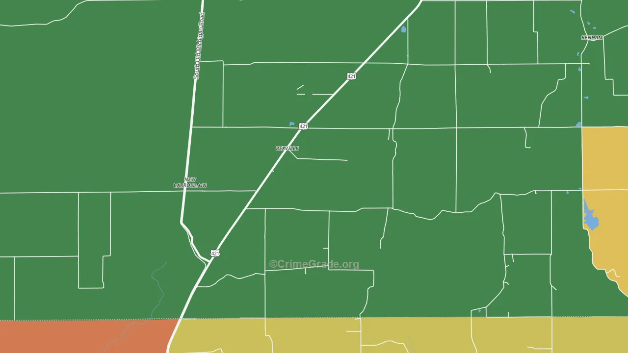Rexville, IN Map of Theft Rates