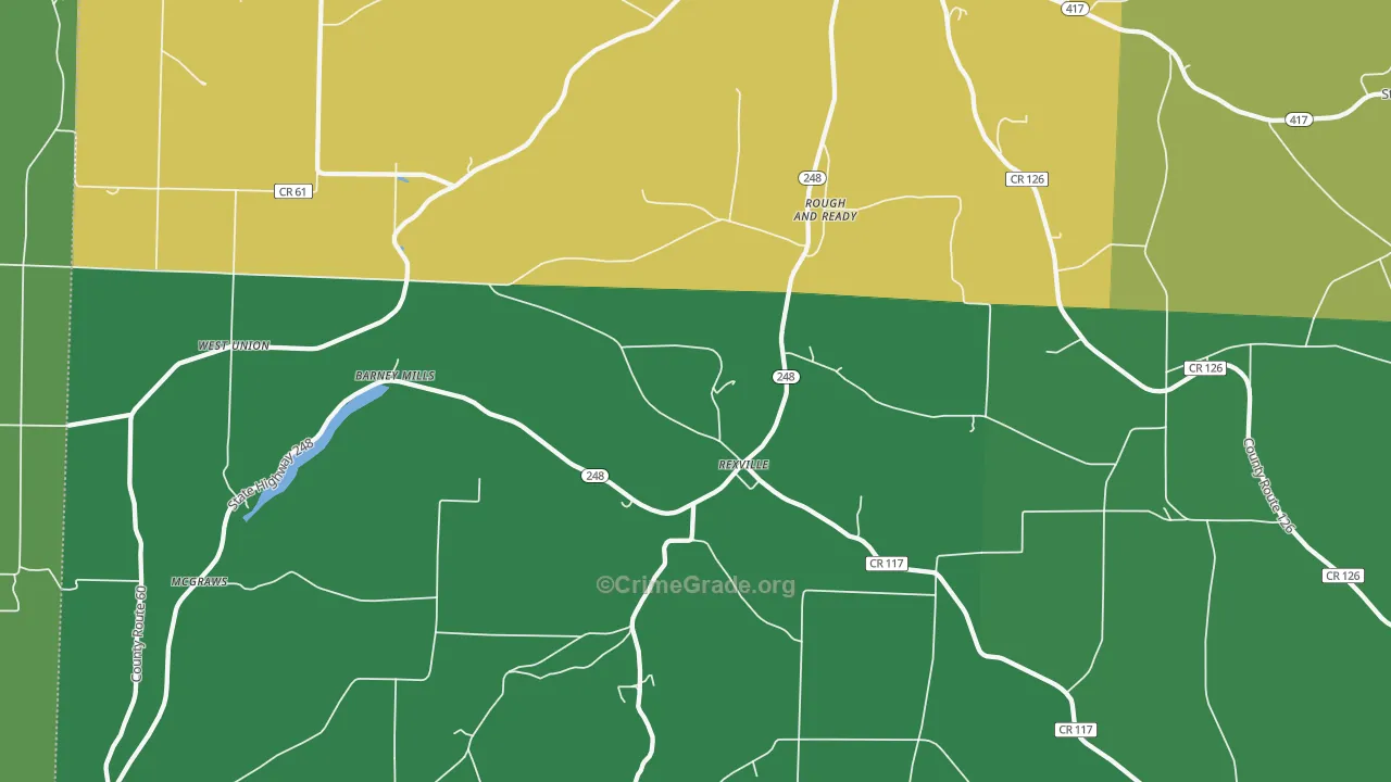 Rexville, NY Map of Theft Rates