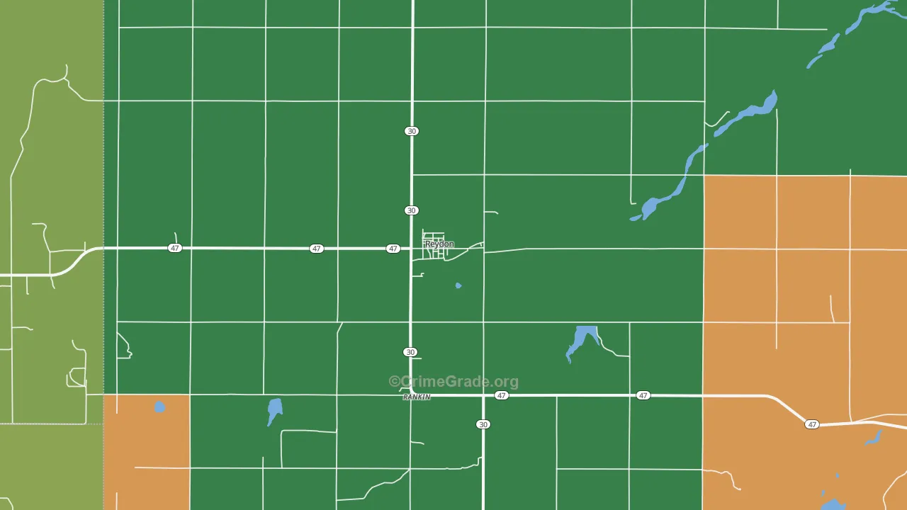 Reydon, OK Map of Theft Rates