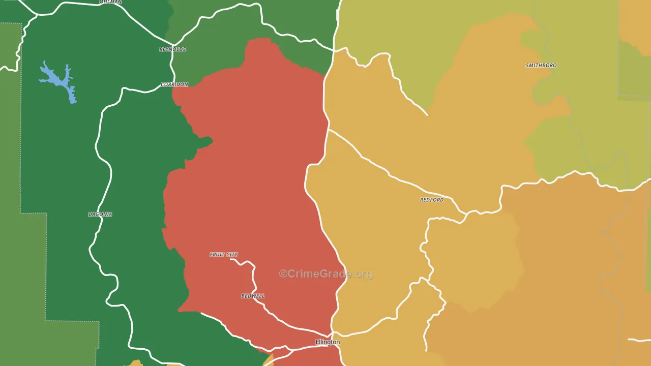 Reynolds County, MO Map of Theft Rates