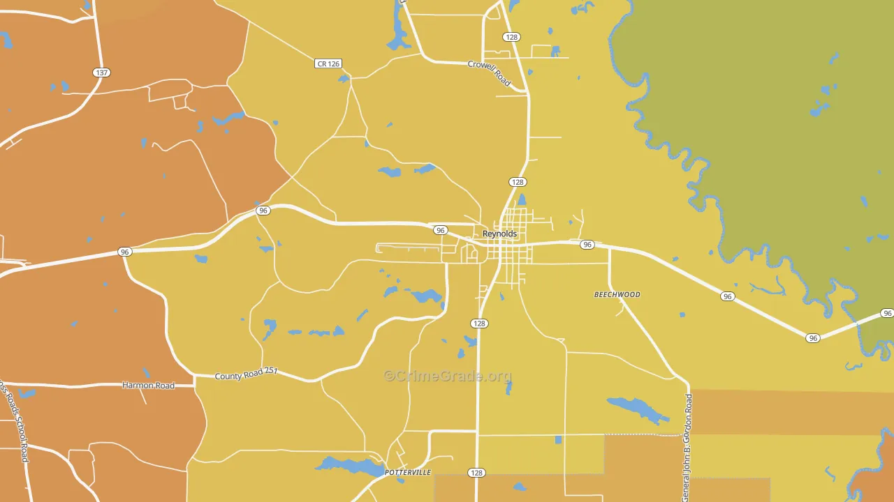 Reynolds, GA Map of Theft Rates