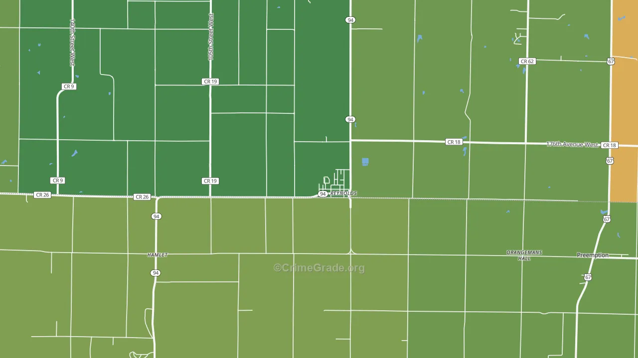 Reynolds, IL Map of Theft Rates