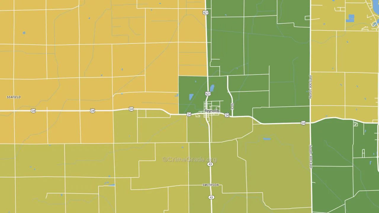 Reynolds, IN Map of Theft Rates