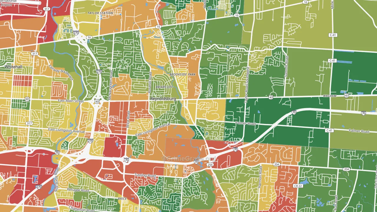 Reynoldsburg, OH Map of Theft Rates