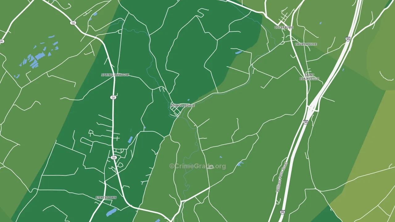 Reynoldsdale, PA Map of Theft Rates