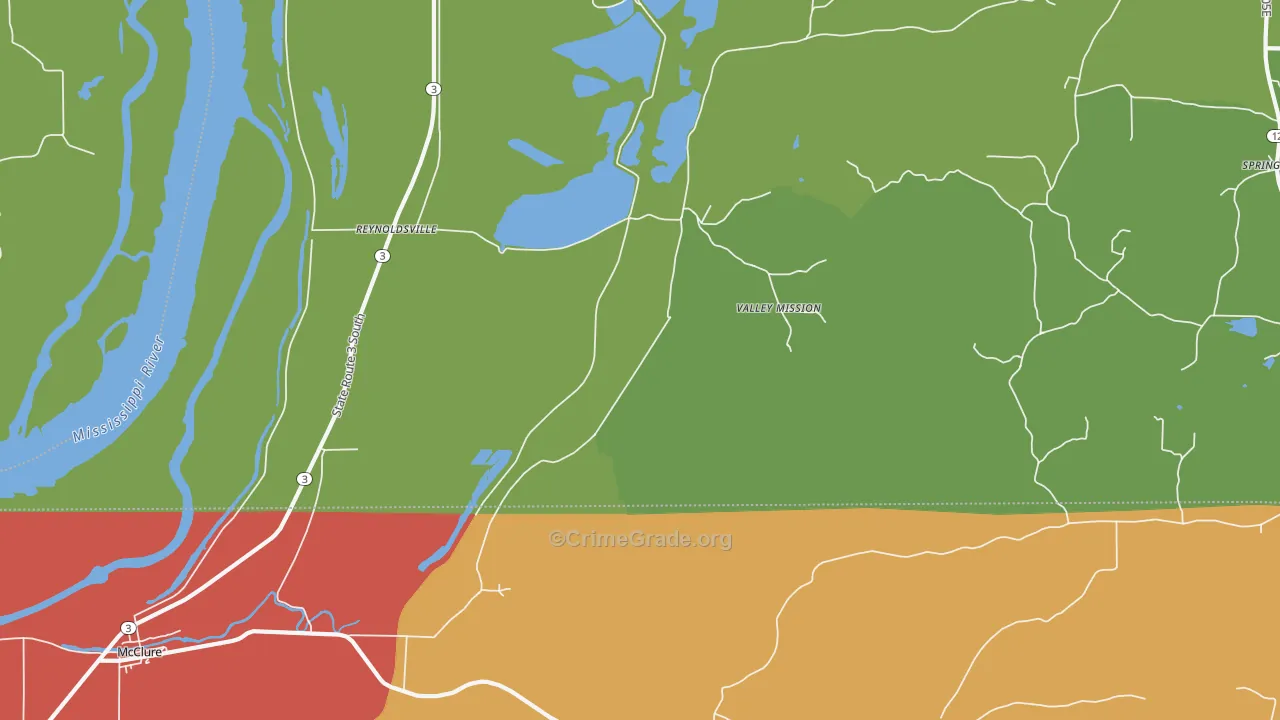 Reynoldsville, IL Map of Theft Rates