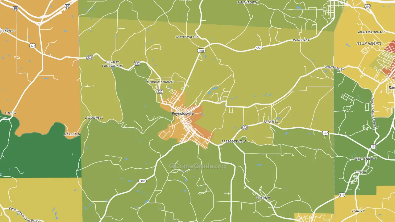 Reynoldsville, PA Map of Theft Rates