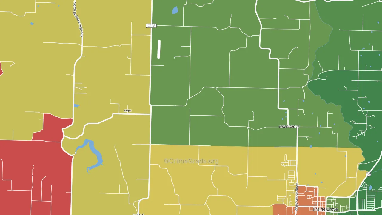 Rhea, AR Map of Theft Rates