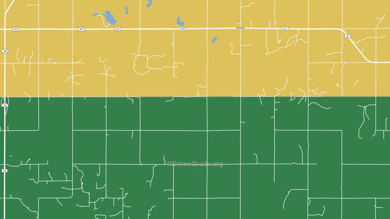 Rhea, OK Map of Theft Rates
