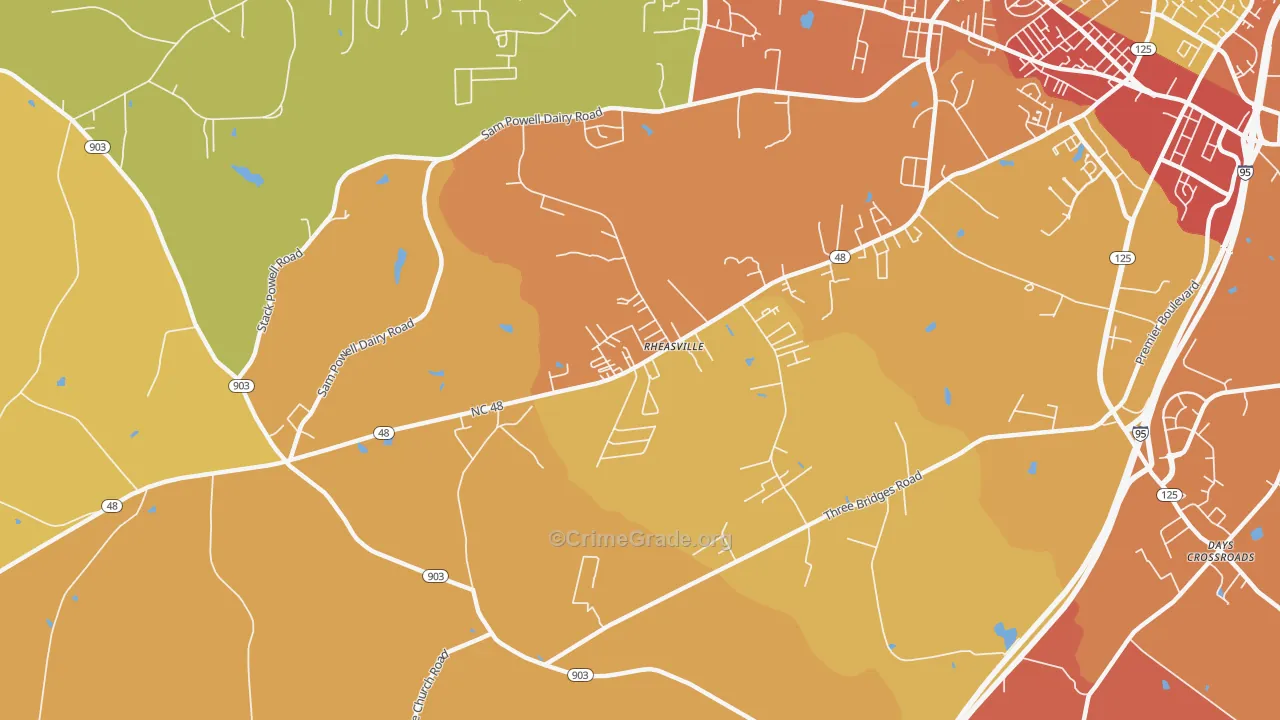 Rheasville, NC Map of Theft Rates