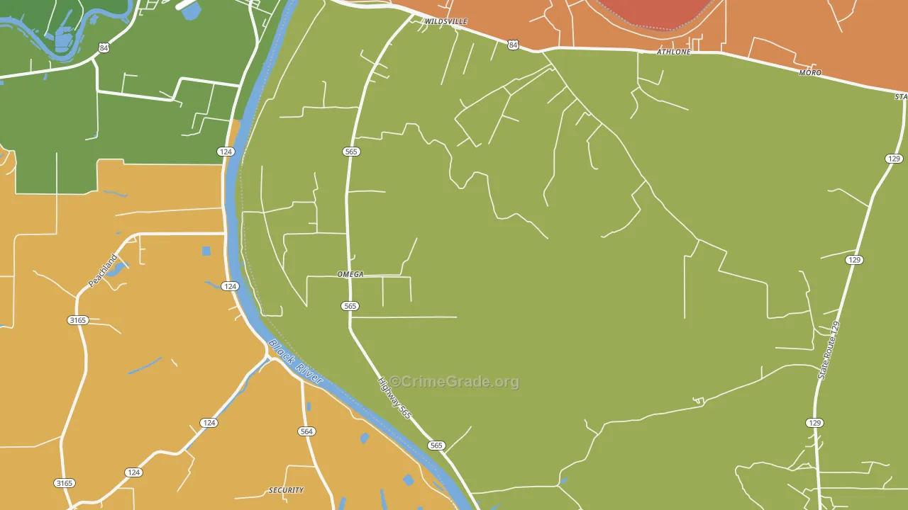 Rhinehart, LA Map of Theft Rates