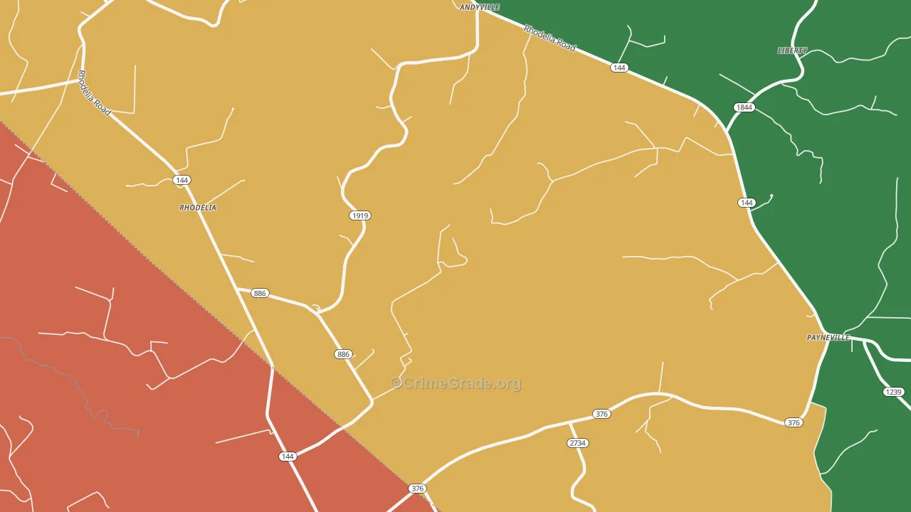 Rhodelia, KY Map of Theft Rates