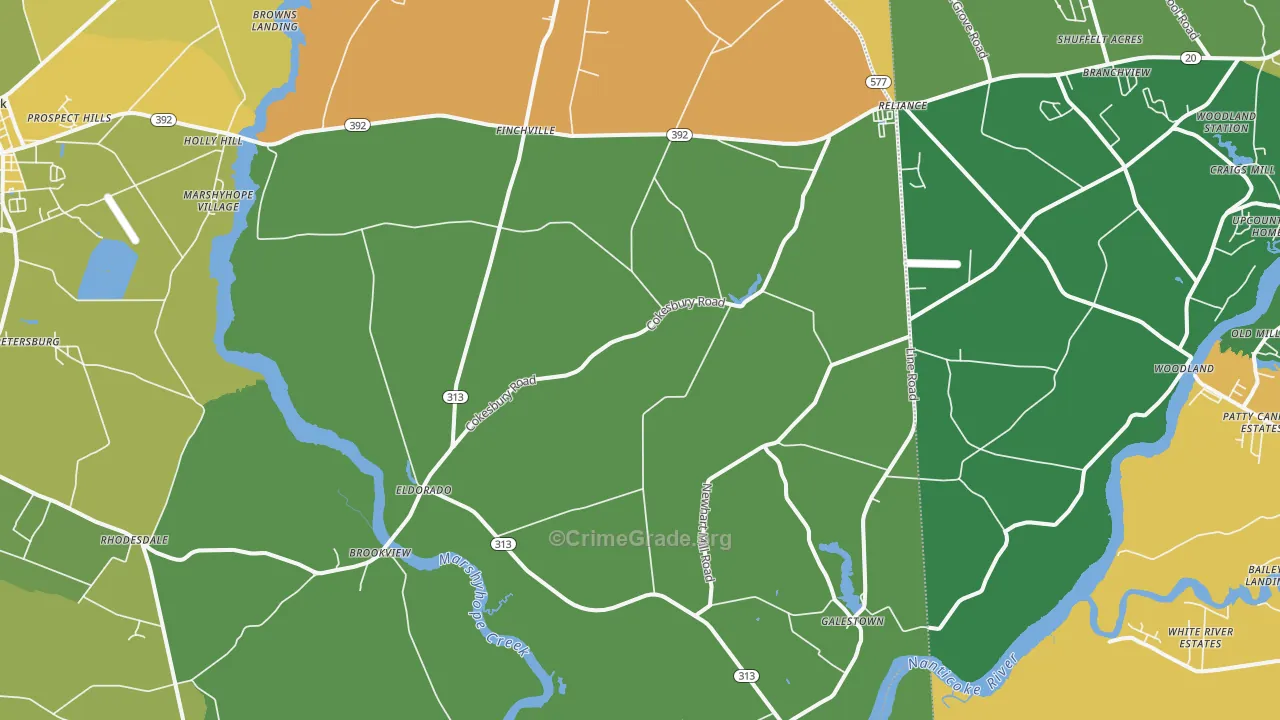 Rhodesdale, MD Map of Theft Rates