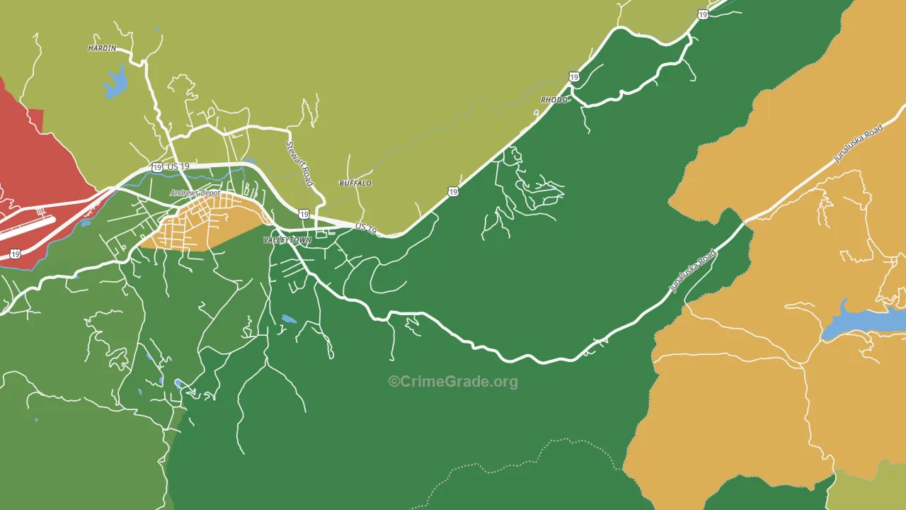Rhodo, NC Map of Theft Rates