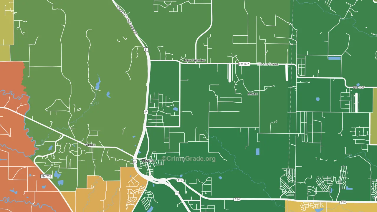 Rhome, TX Map of Theft Rates