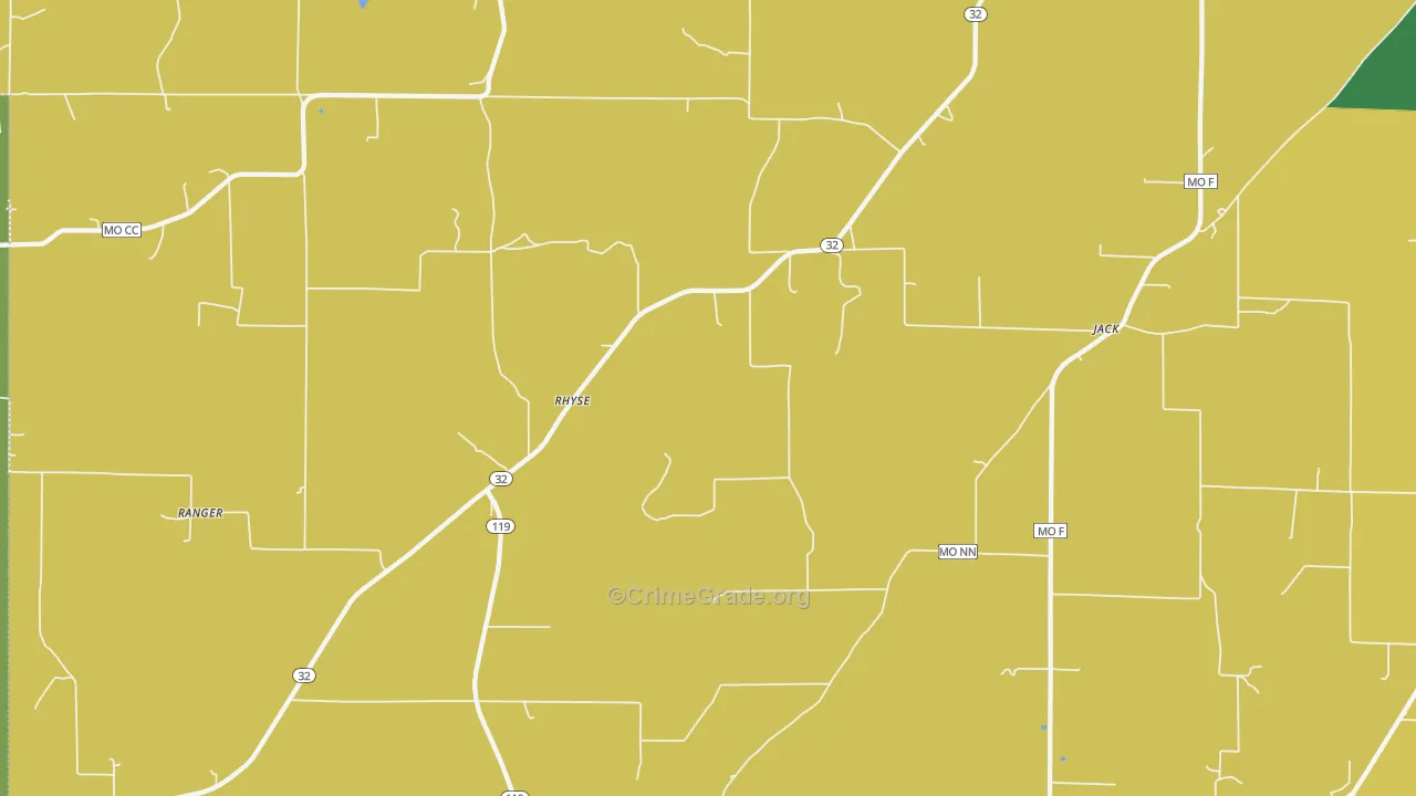 Rhyse, MO Map of Theft Rates