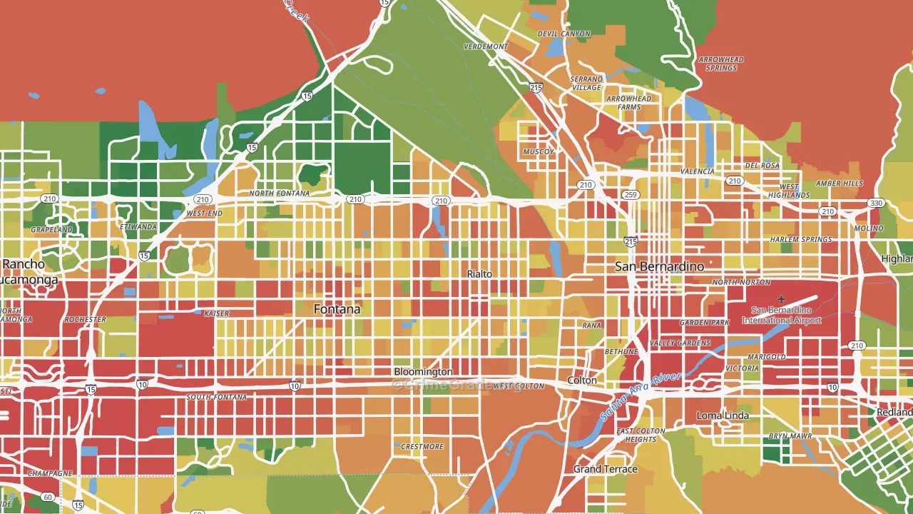 Rialto, CA Map of Theft Rates