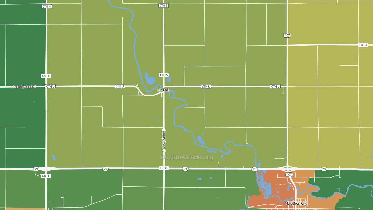 Rib Falls, WI Map of Theft Rates