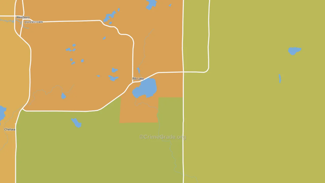Rib Lake, WI Map of Theft Rates