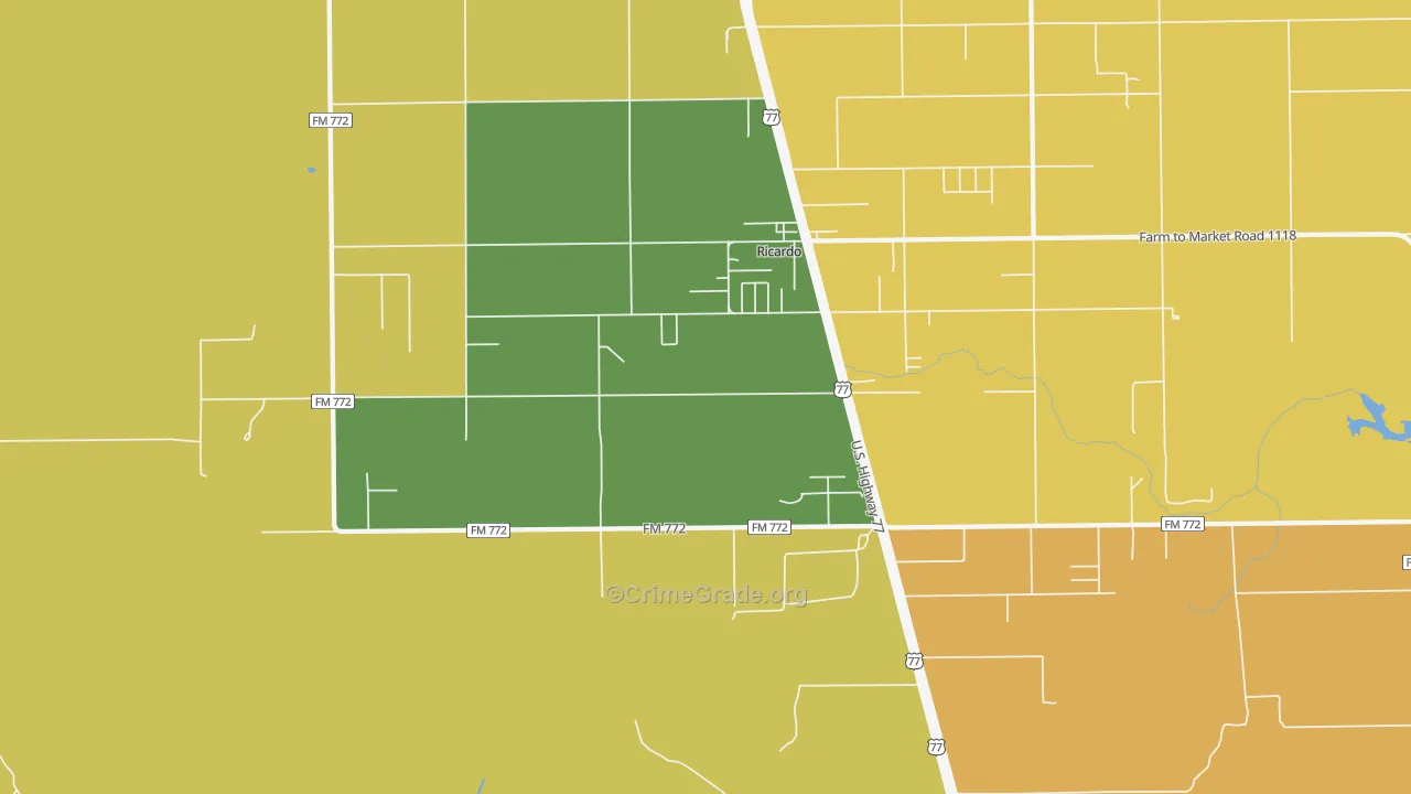 Ricardo, TX Map of Theft Rates