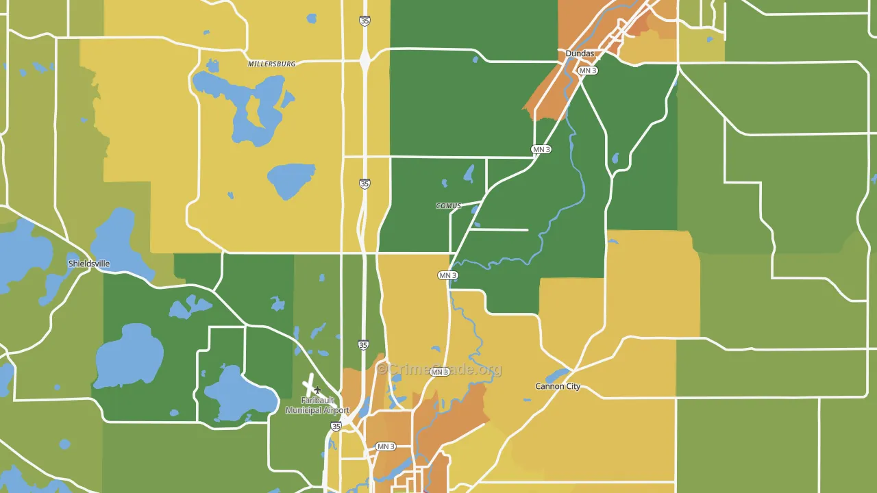 Rice County, MN Map of Theft Rates