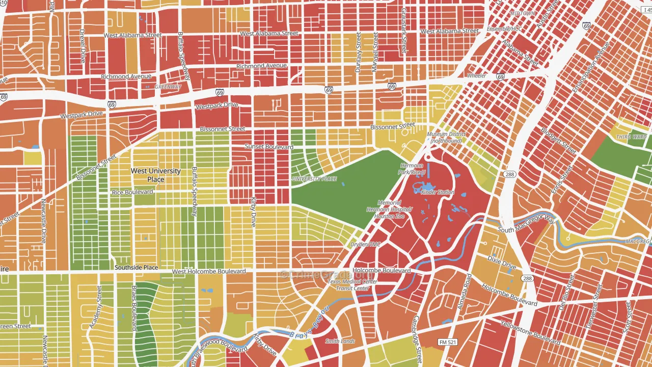 Rice, Houston, TX Map of Theft Rates