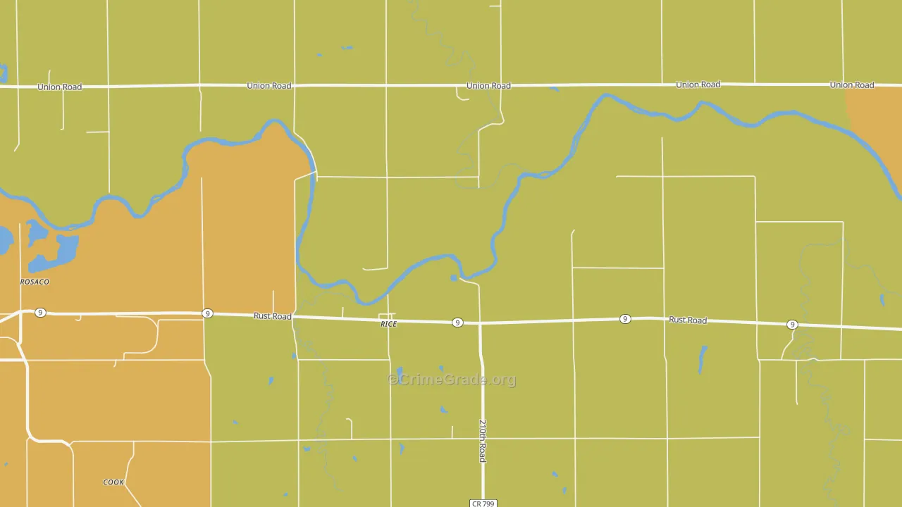Rice, KS Map of Theft Rates