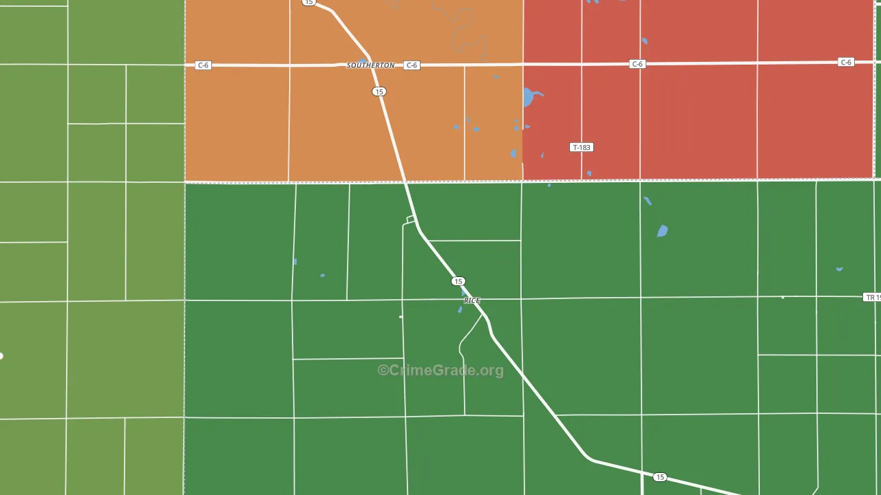 Rice, OH Map of Theft Rates