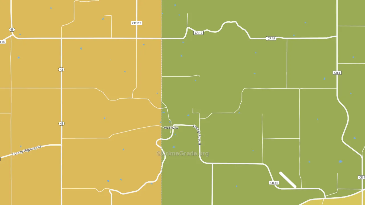 Riceford, MN Map of Theft Rates